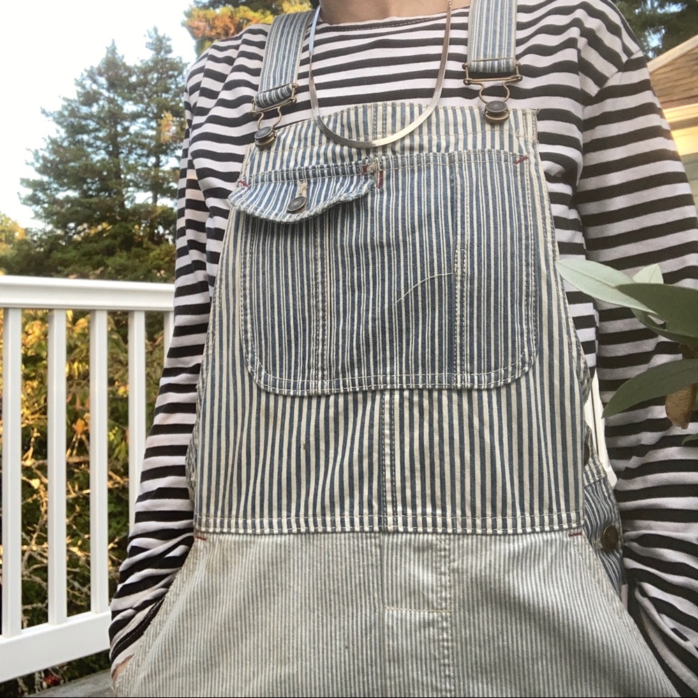 Free people railroad stripe over all dress